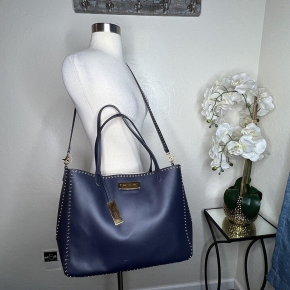 zac posen blue gold grommet large tote bag - Picture 1 of 11